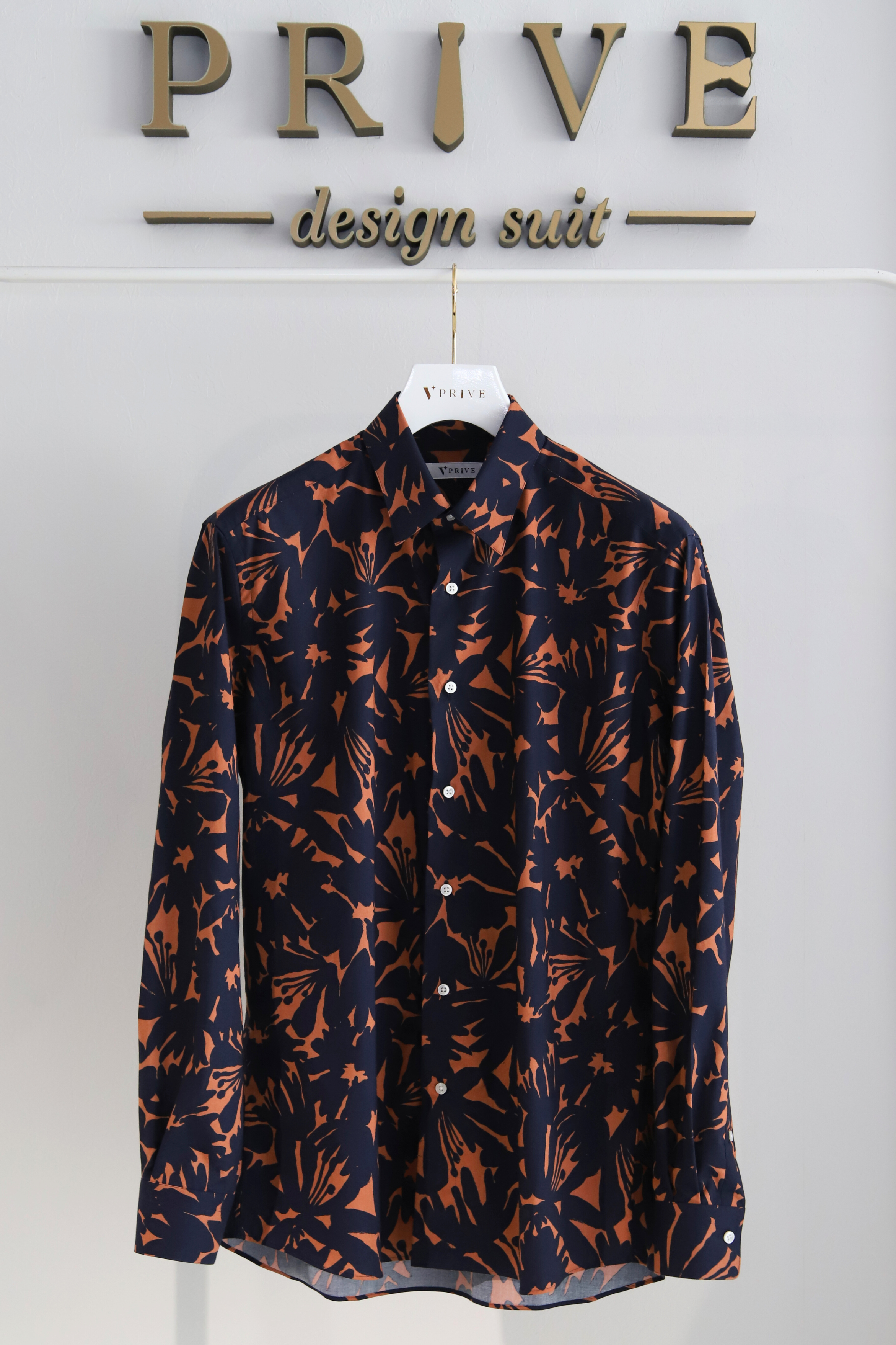 Botanical print shirt/Navy