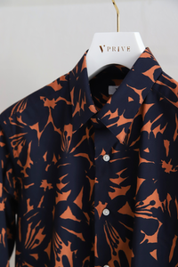 Botanical print shirt/Navy