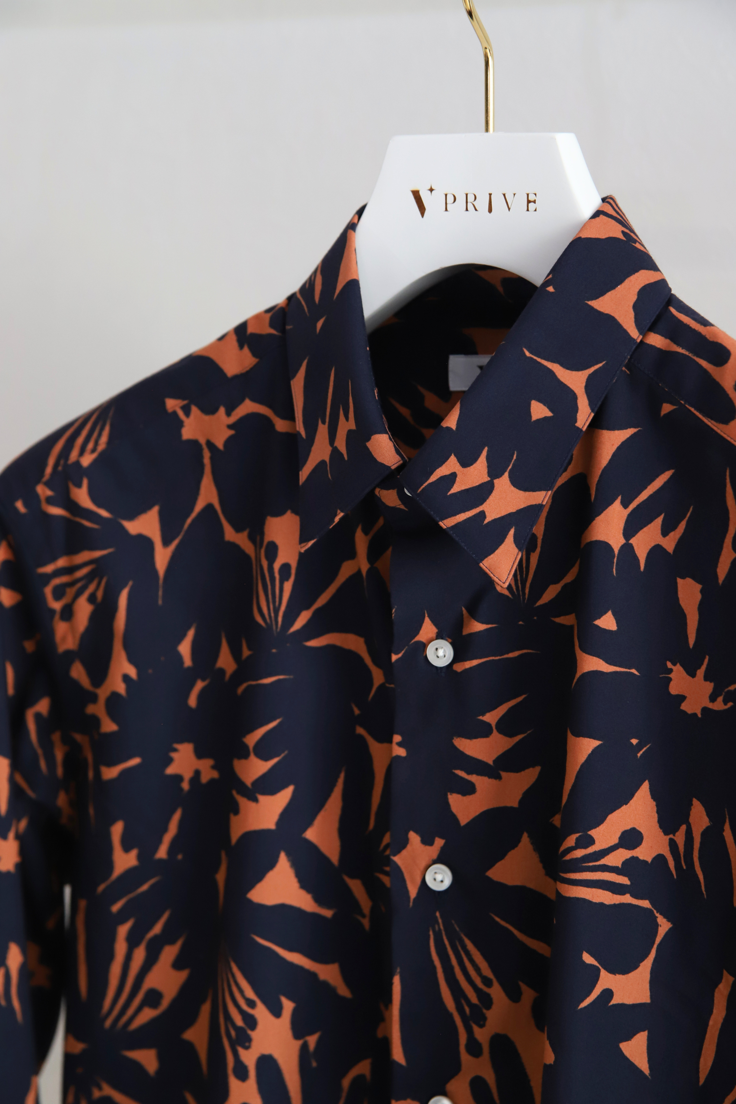 Botanical print shirt/Navy