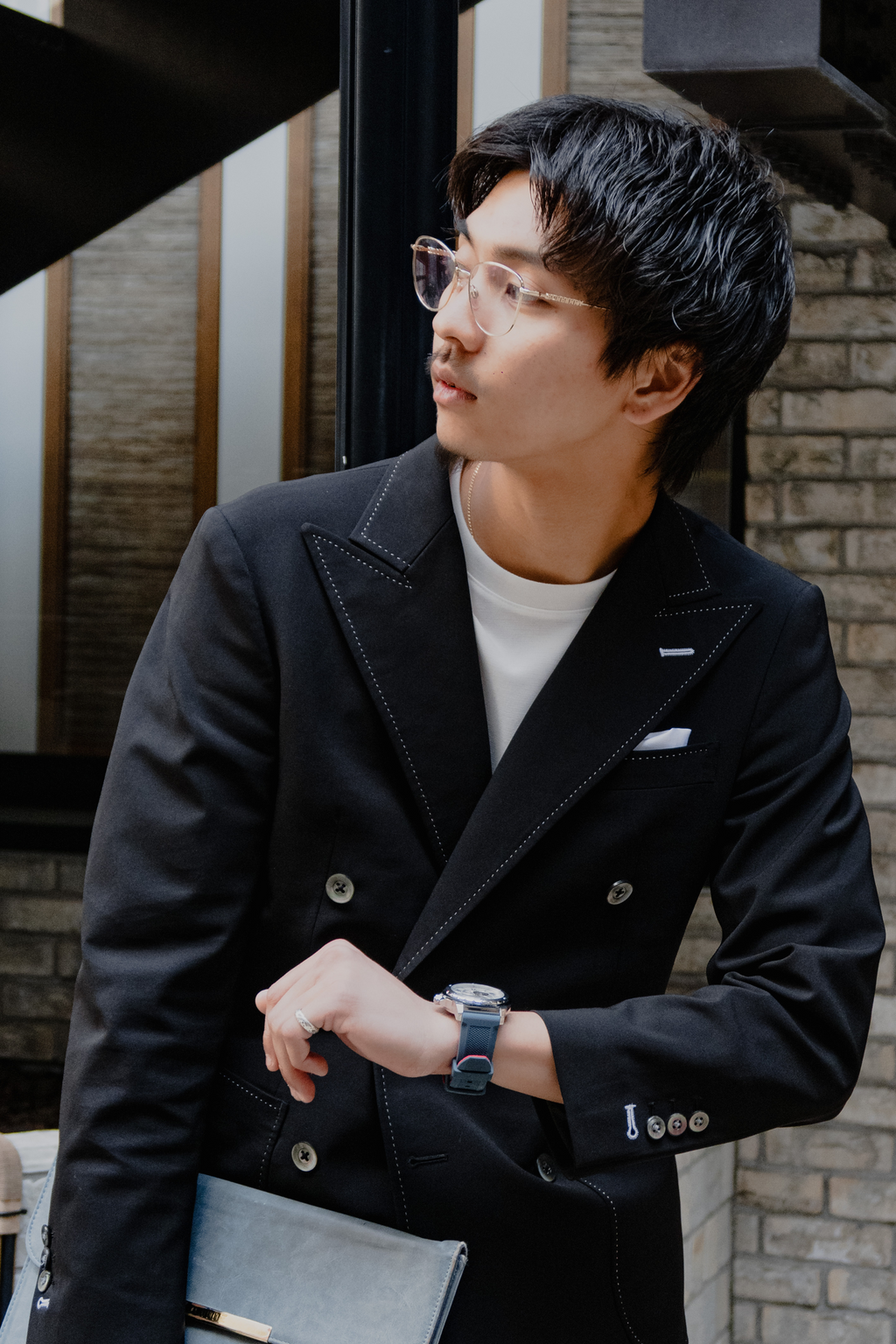 Basic Double Setup/Black × White Stitch – PRIVE ONLINE
