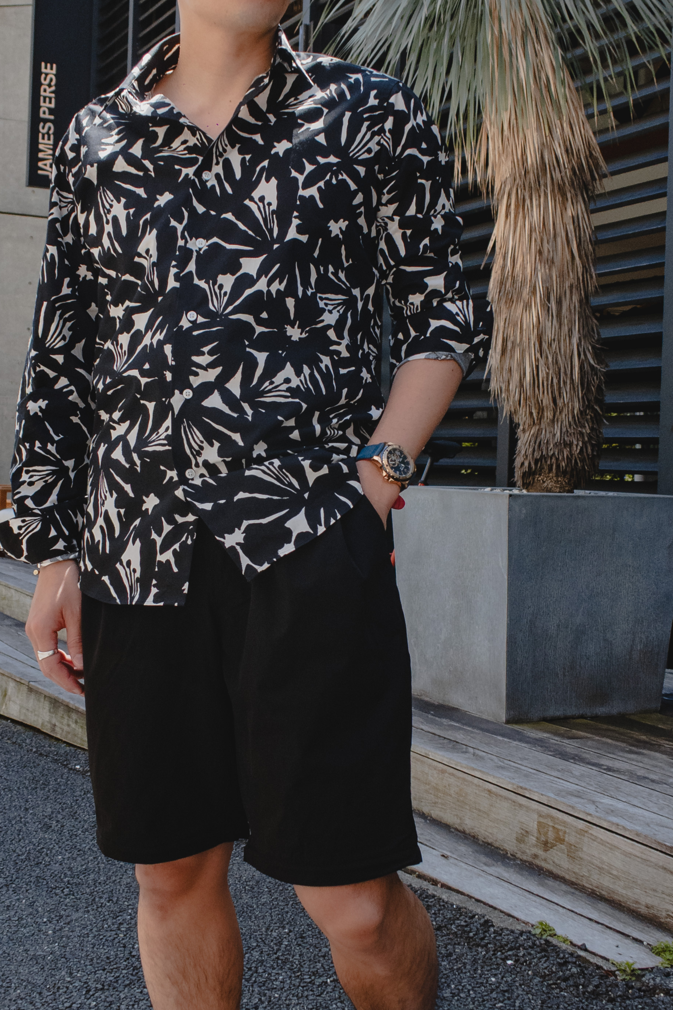 Botanical print shirt/Black