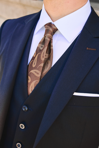 イタリア生地ネクタイ/ペイズリー柄ライトブラウン