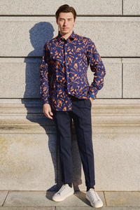 Botanical print shirt/Navy