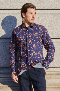 Botanical print shirt/Navy