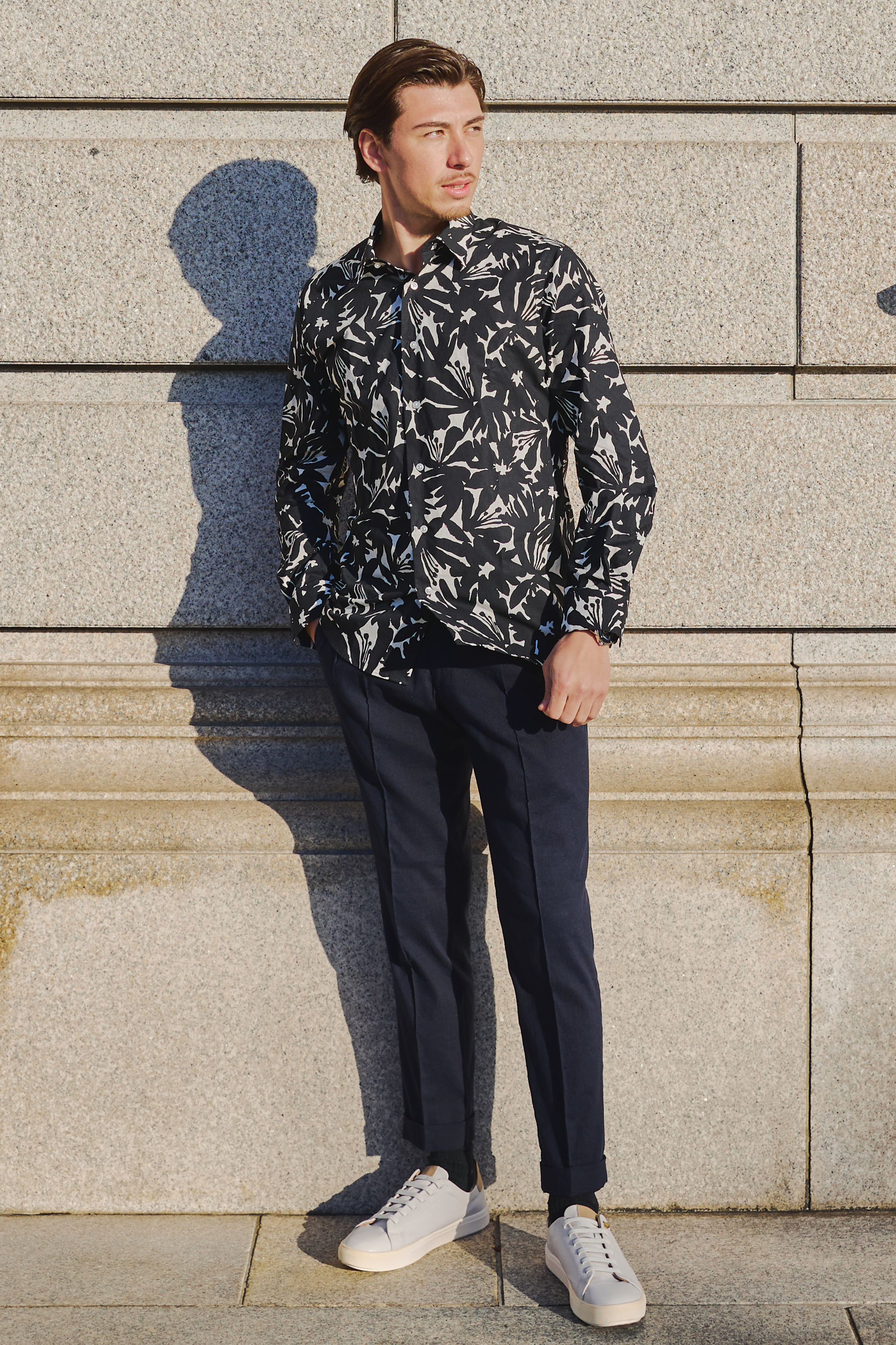 Botanical print shirt/Black