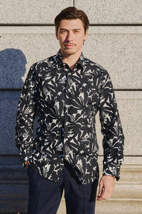Botanical print shirt/Black