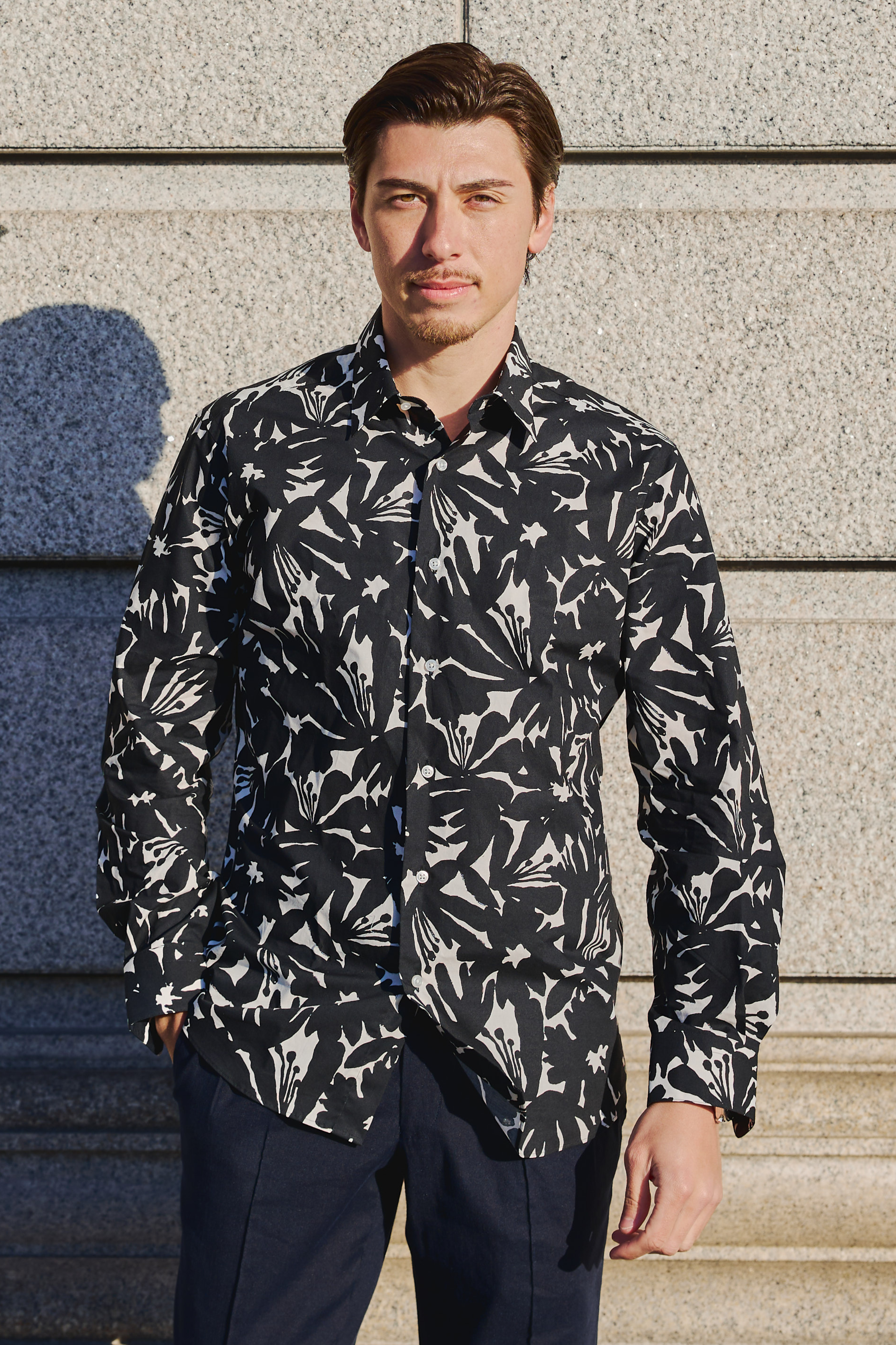 Botanical print shirt/Black