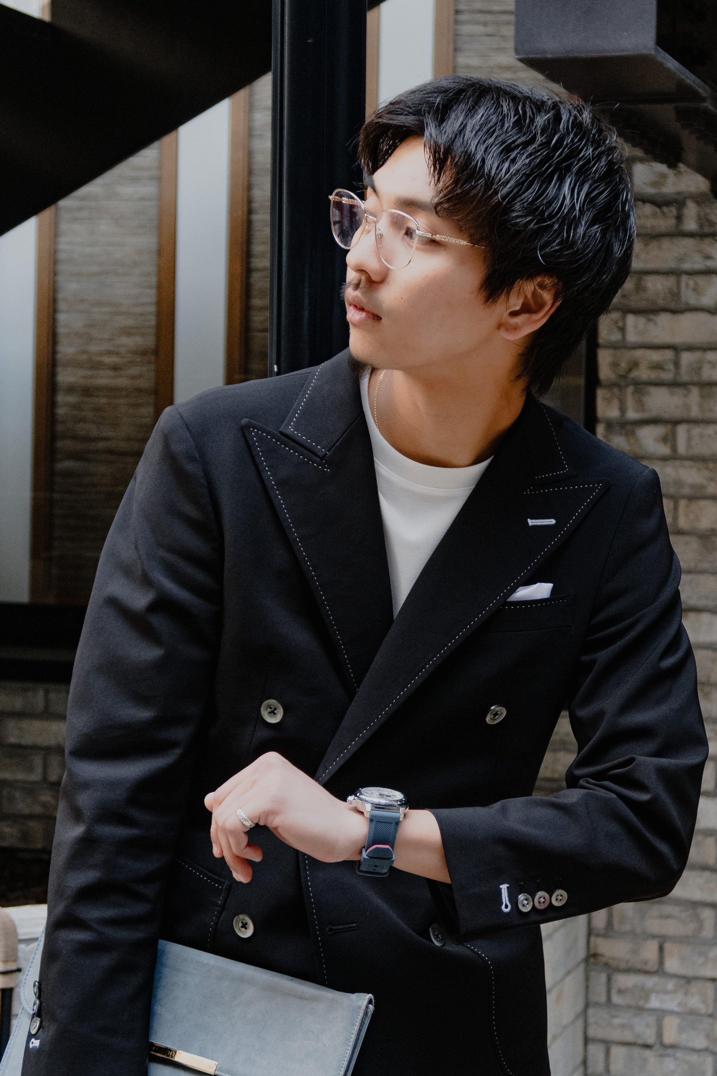 Basic Double Setup/Black × White Stitch – PRIVE ONLINE Basic Double Setup/Black × White Stitch – PRIVE ONLINE