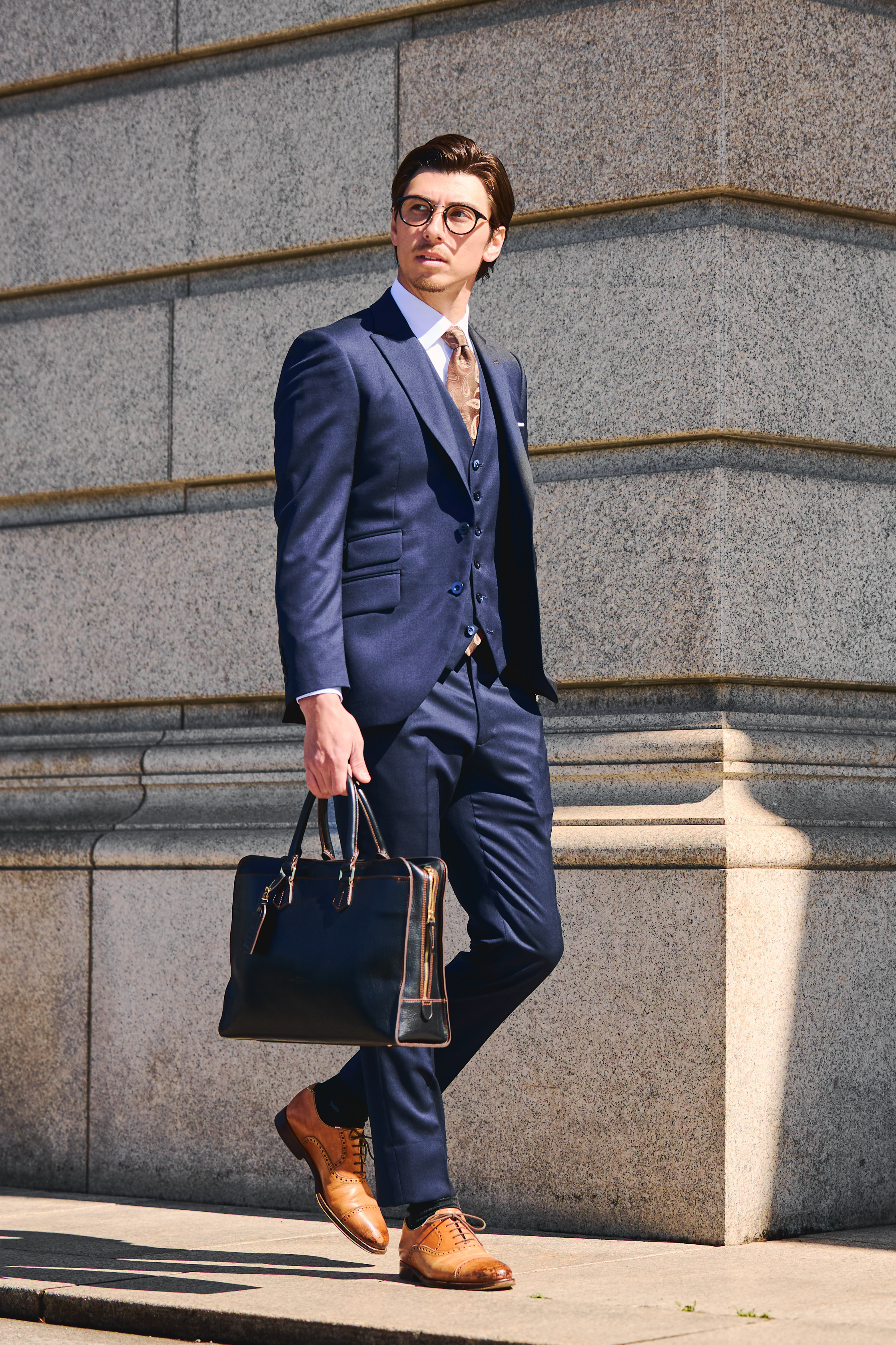 Basic Gloss Single 3P Suit/Navy