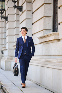 Basic Gloss Single 3P Suit/Navy