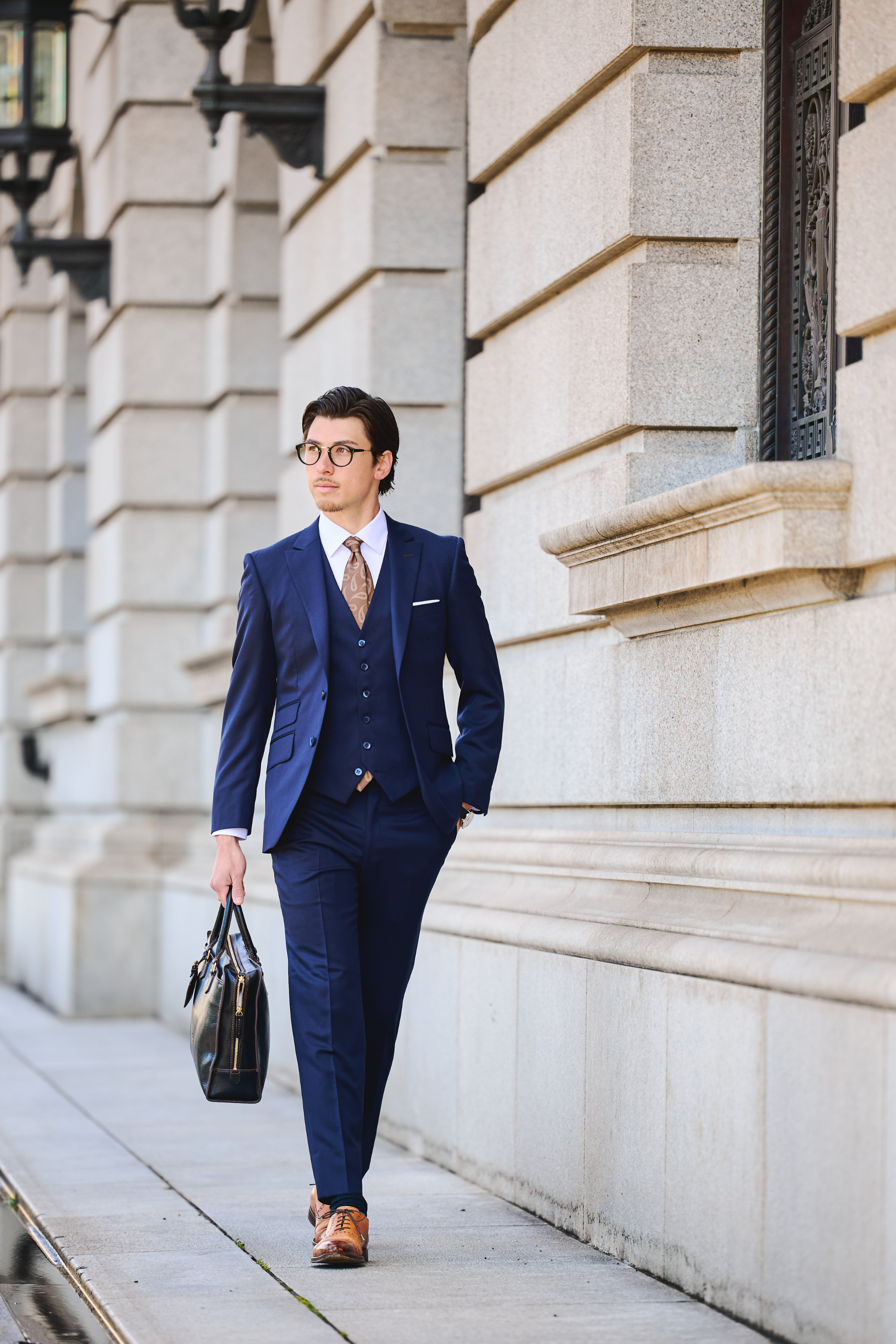 Basic Gloss Single 3P Suit/Navy