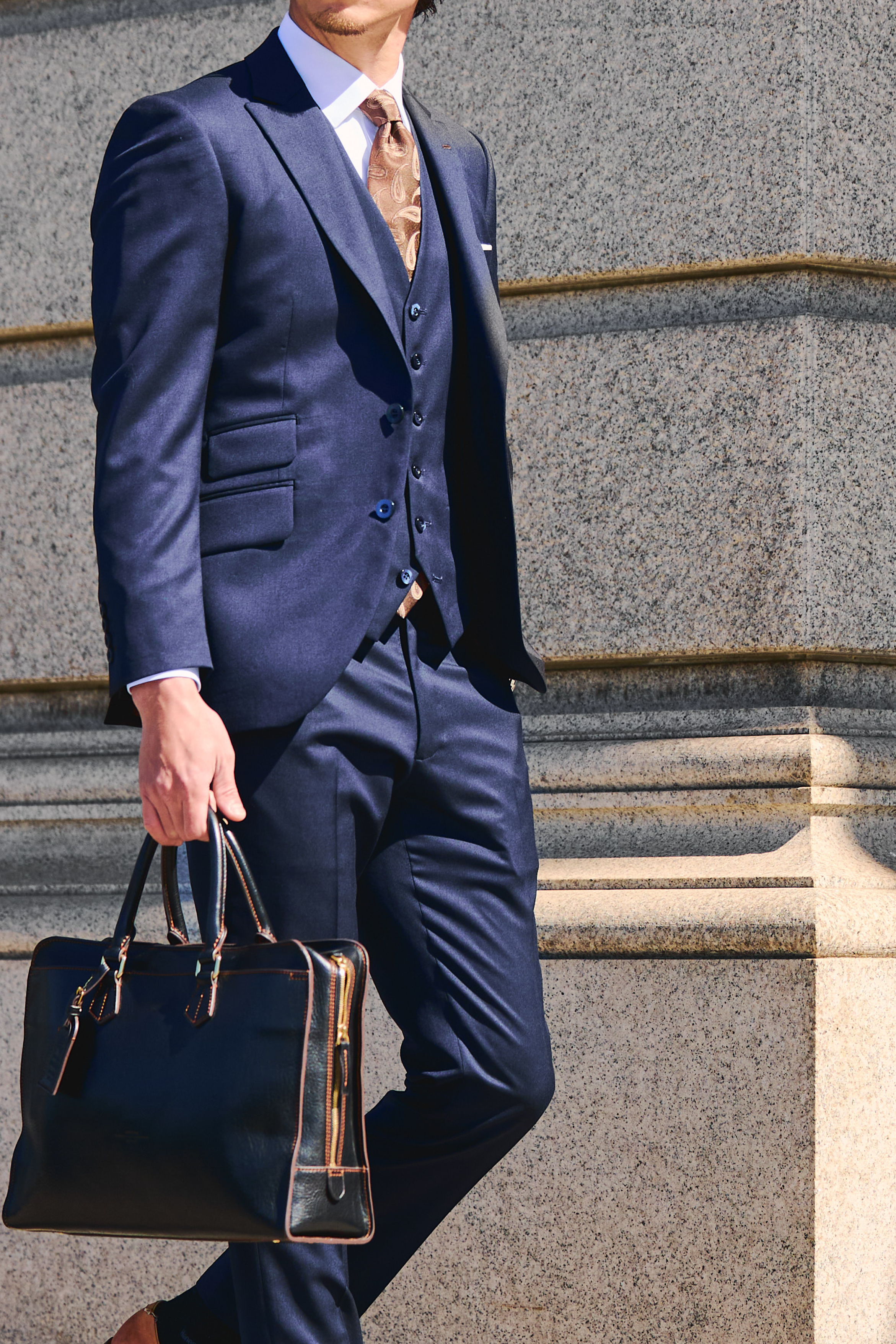 イタリア生地ネクタイ/ペイズリー柄ライトブラウン