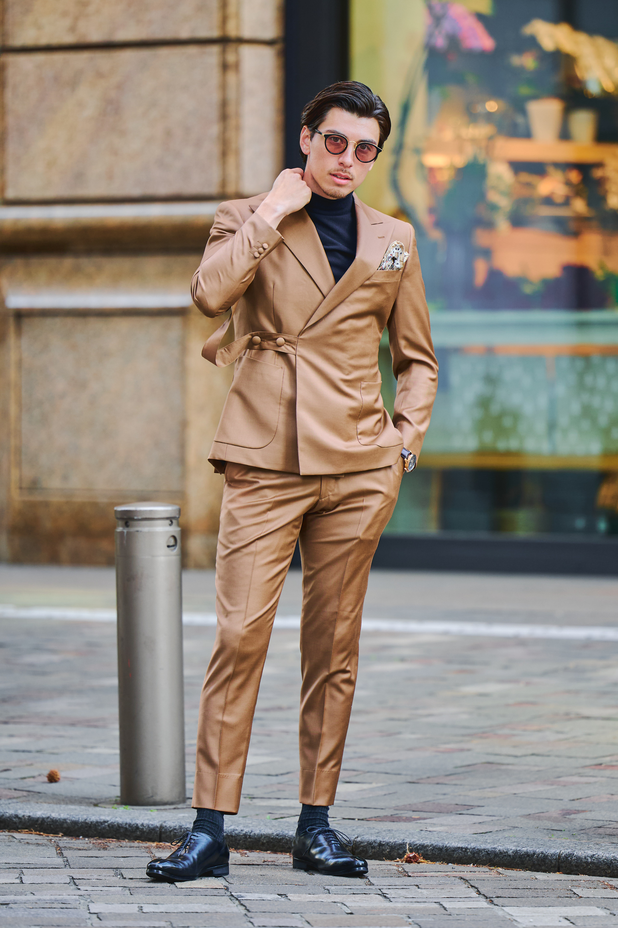 Belted Design Jacket Setup/Brown