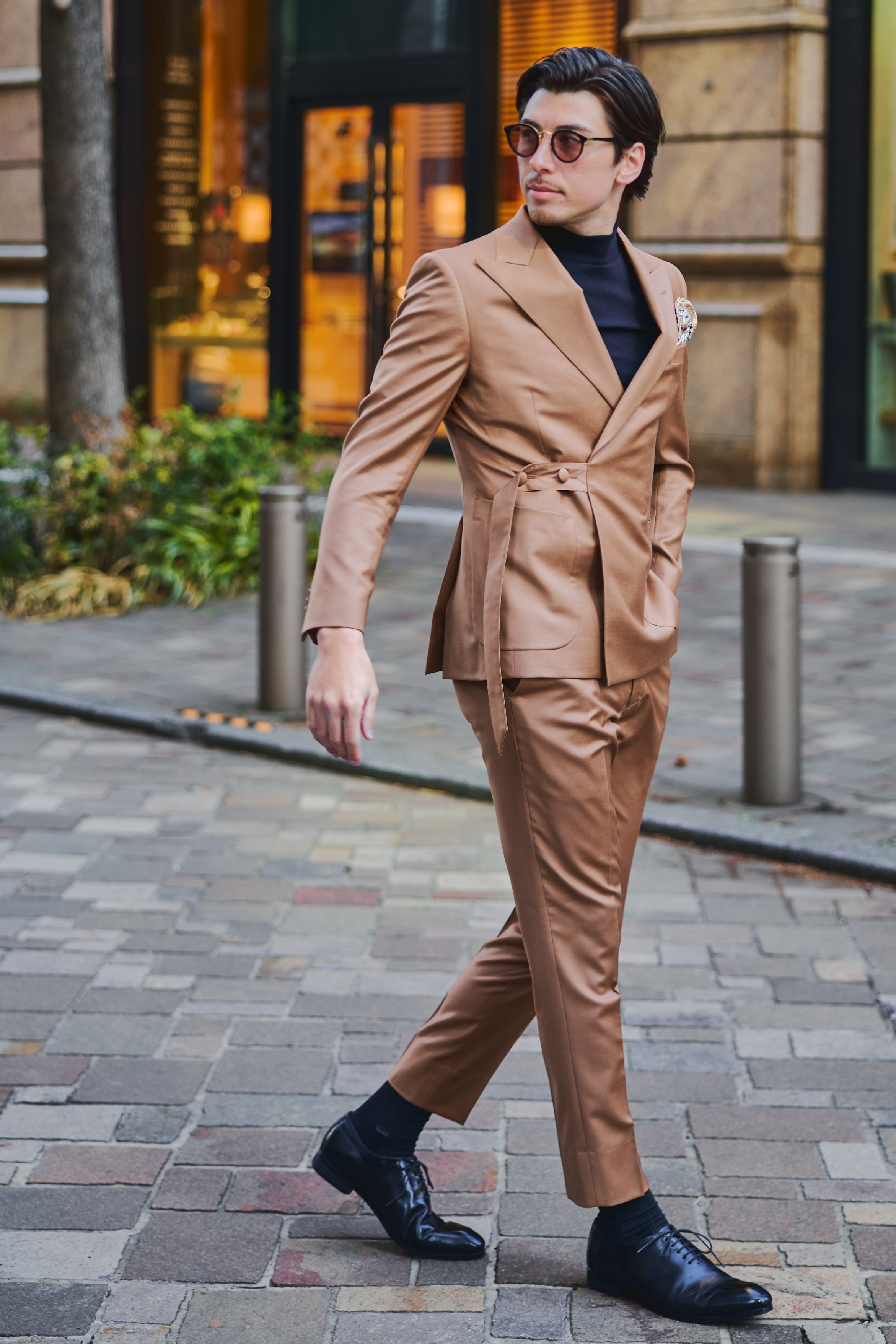 Belted Design Jacket Setup/Brown