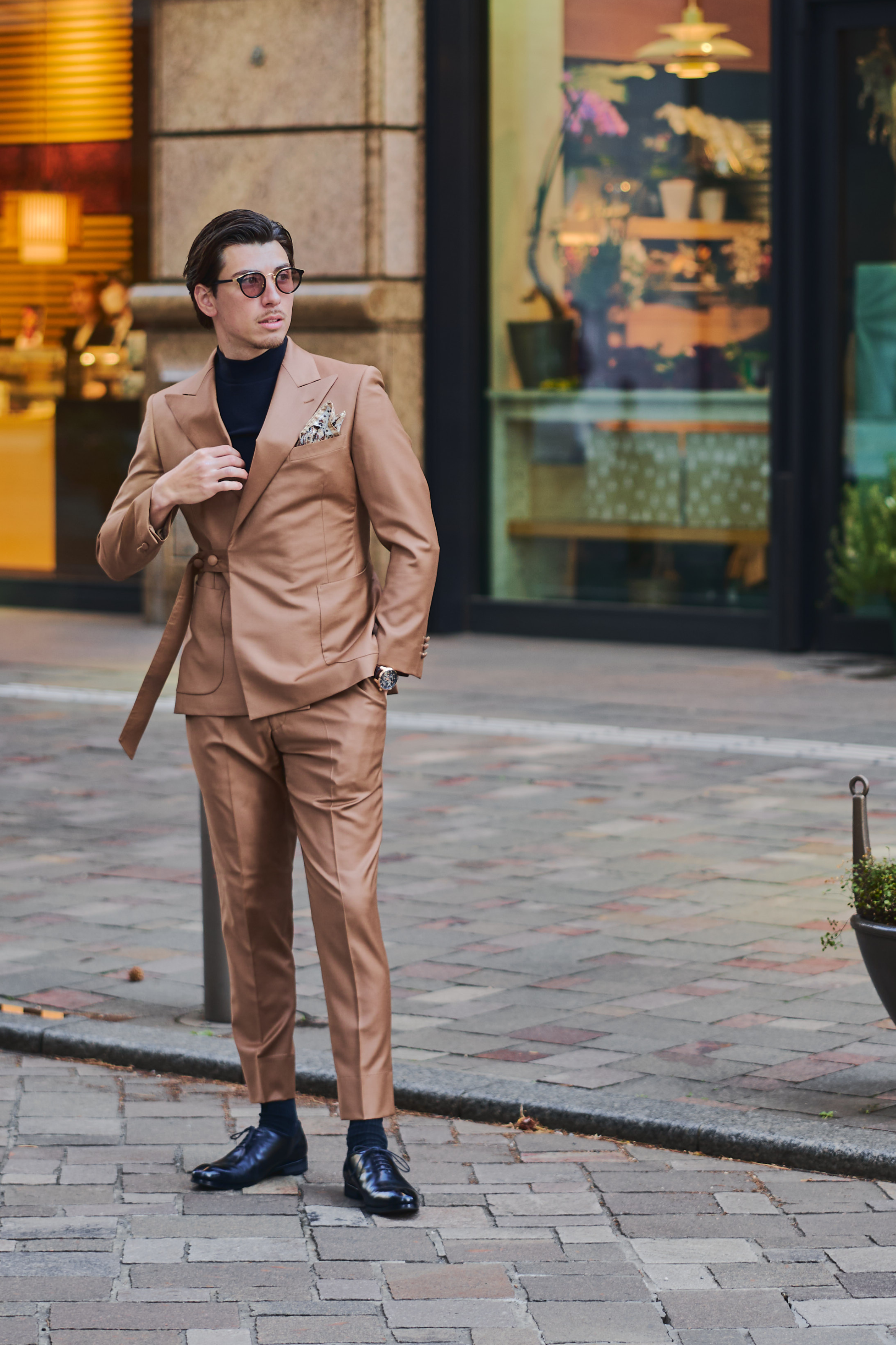 Belted Design Jacket Setup/Brown
