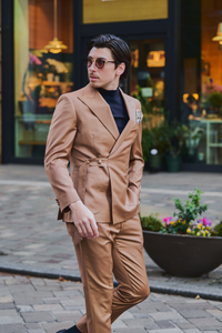 Belted Design Jacket Setup/Brown