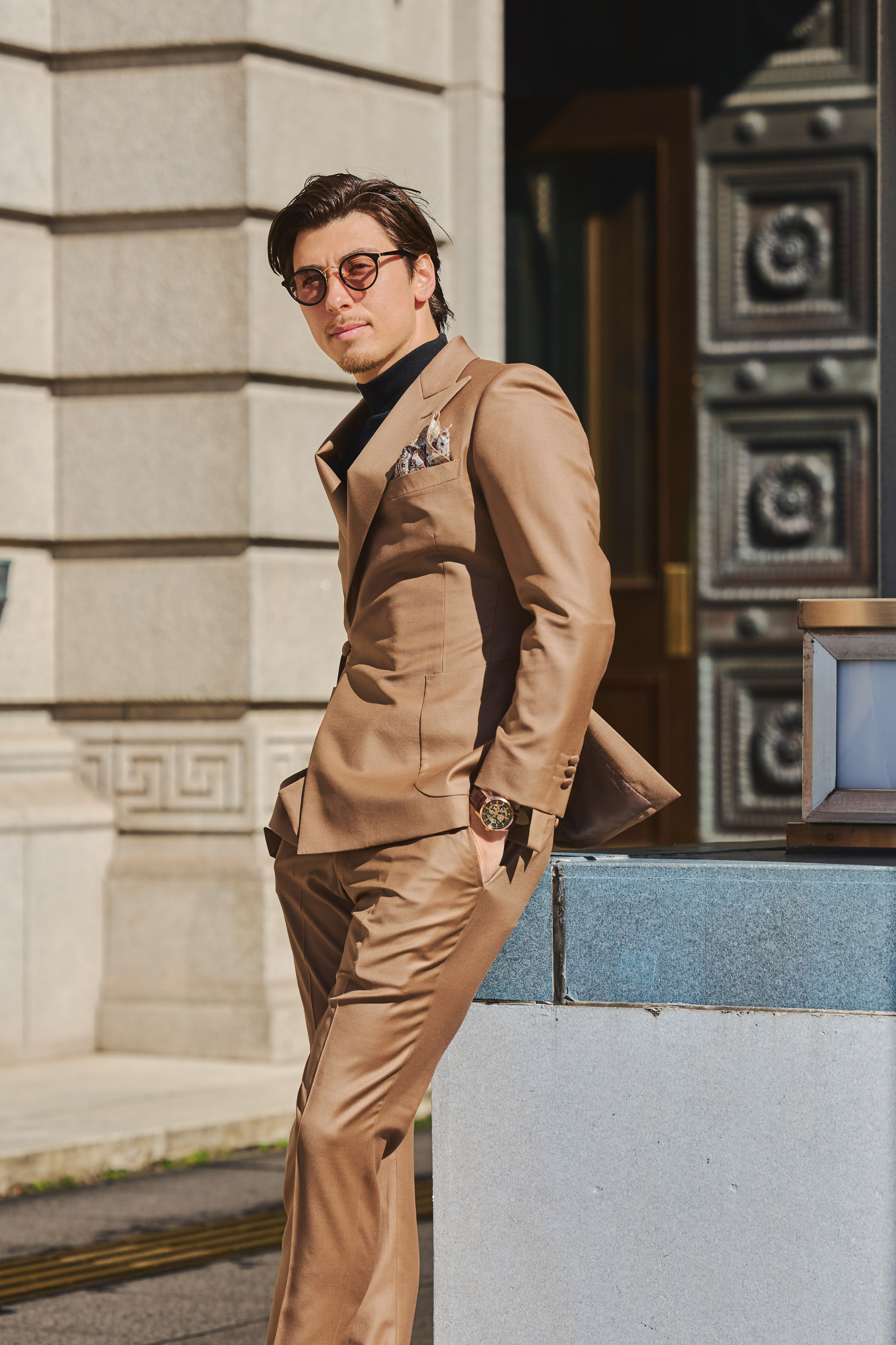 Belted Design Jacket Setup/Brown