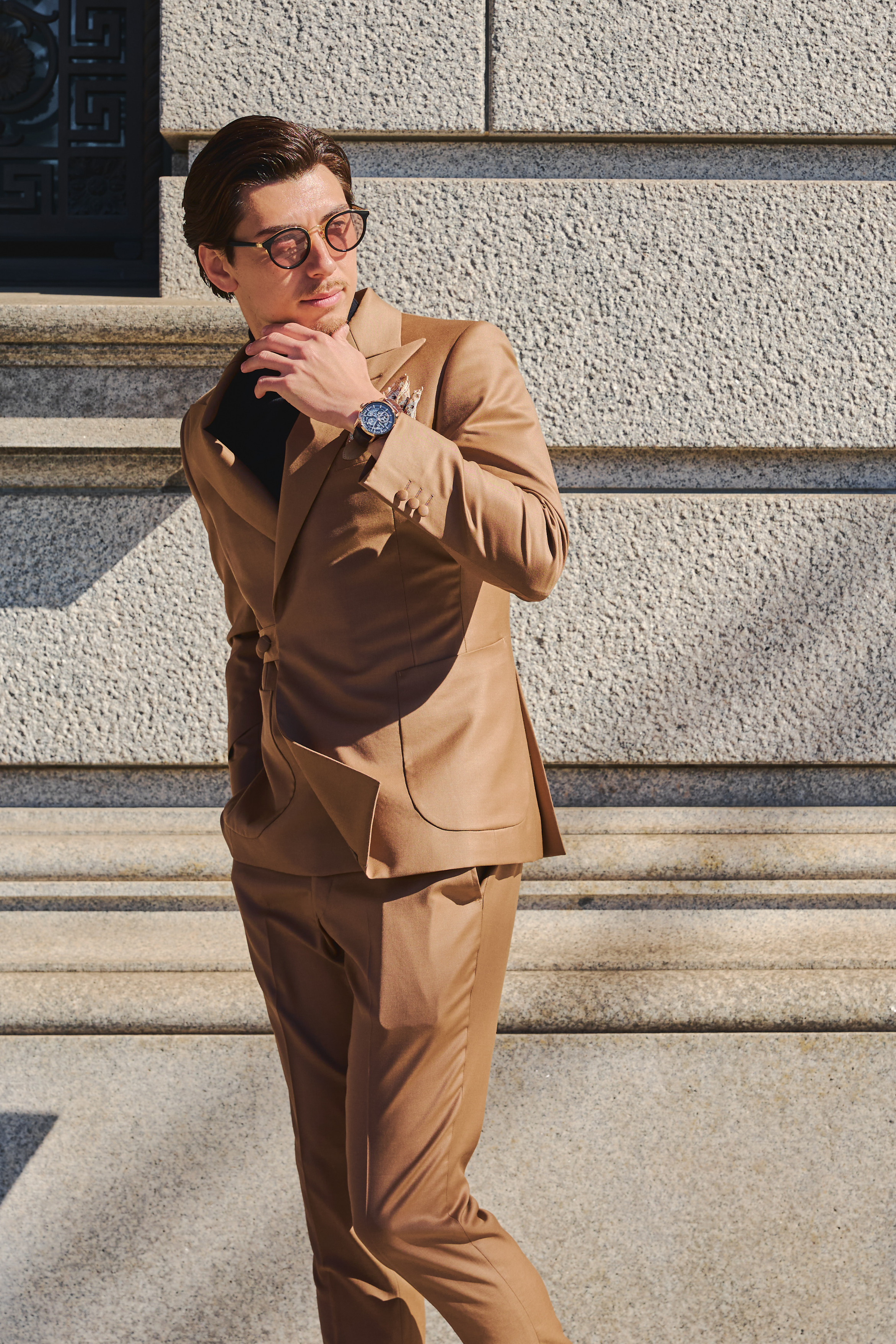 Belted Design Jacket Setup/Brown