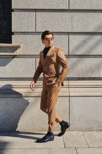 Belted Design Jacket Setup/Brown