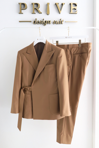 Belted Design Jacket Setup/Brown
