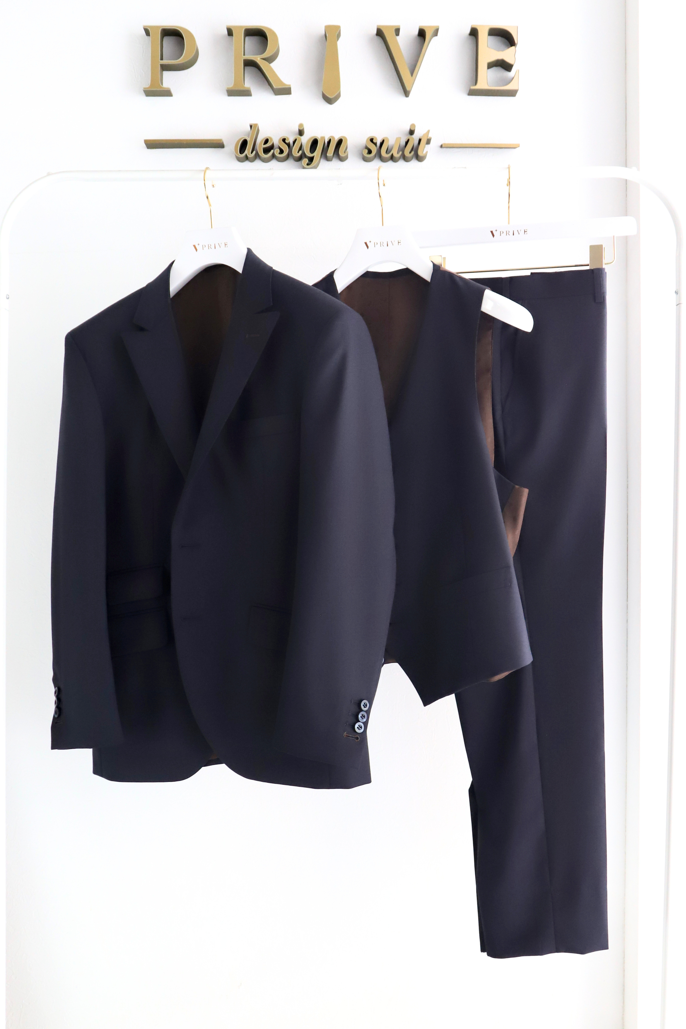 Basic Gloss Single 3P Suit/Navy