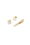 Cufflinks & TiePin Set/Square White