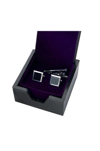 Cufflinks & TiePin Set/Square Black