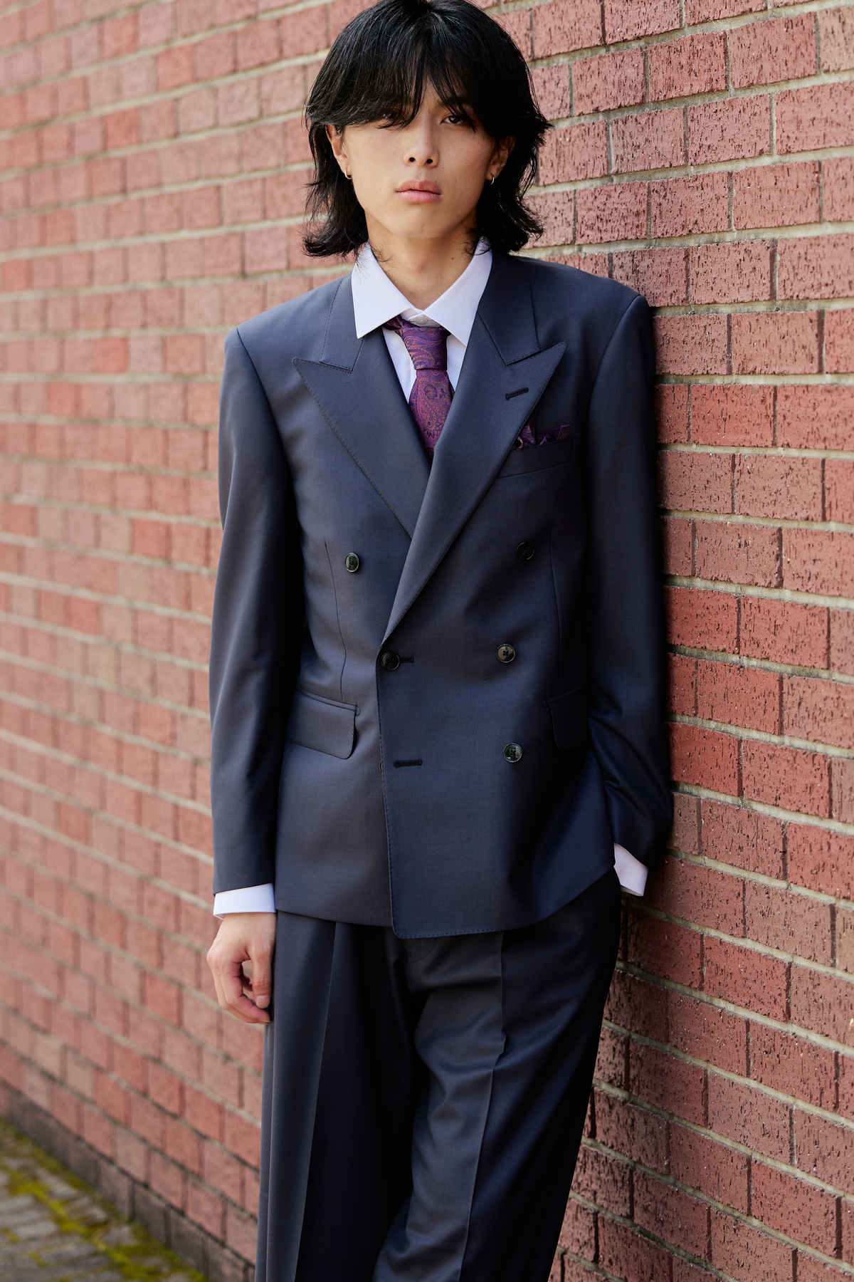 Oversized A Line Setup/Navy×Grey