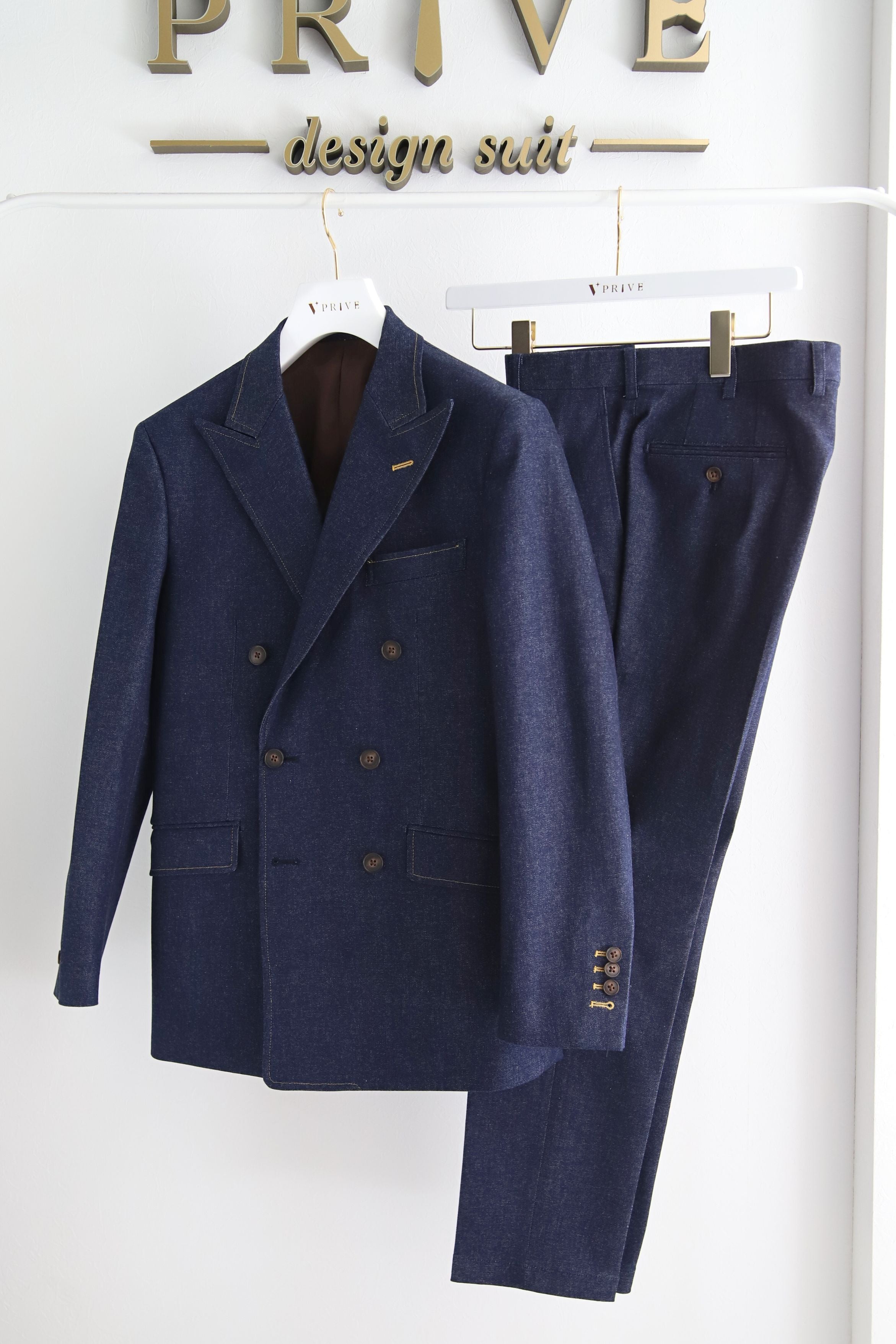 Restocked】Denim Double Setup/Blue × Orange Stitch – PRIVE ONLINE